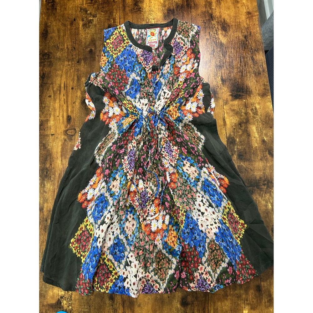 Johnny Was Womens Small Floral Patchwork Cupra Rayon Tunic Dress luxury designer